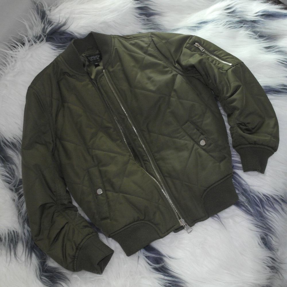 TopShop Army Green Bomber Jacket Sz.4
